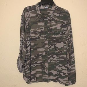 Camouflage long sleeve button down shirt
